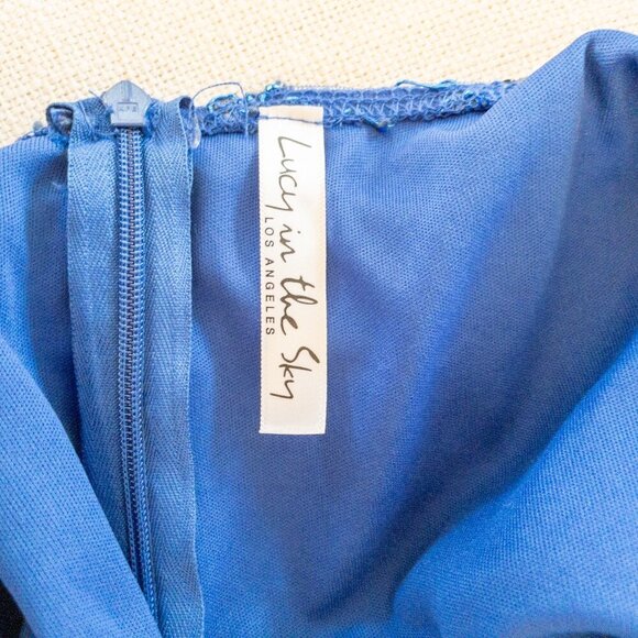 Lucy in the Sky Royal Blue Embroidered Sequin Mini Dress | Size S | Party Ready - Picture 4 of 5
